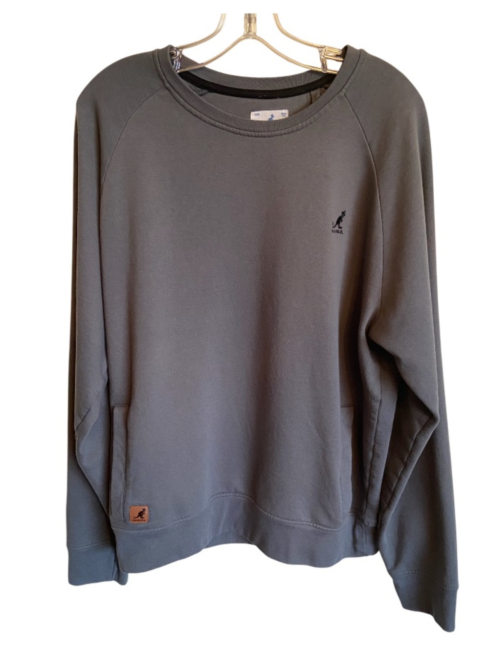 Kangol mens Pullover Crewneck Sweatshirt size XL with side Pockets greyish green